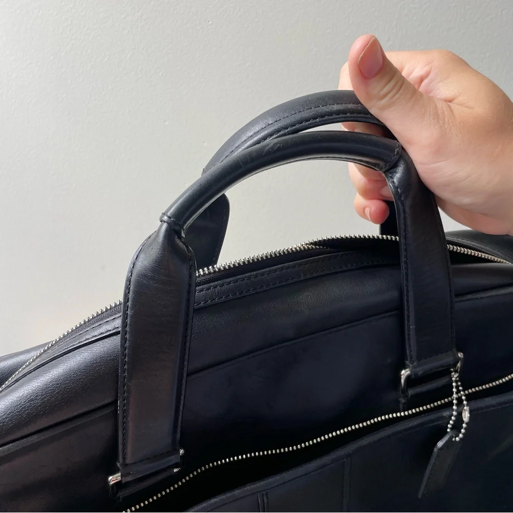 COACH Unisex Bag 70181 HUDSON COMMUTER C Briefcase Shoulder Bag Black Leather